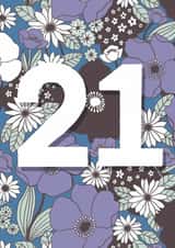 21st Birthday retro floral card created by Rebecca McConnachie