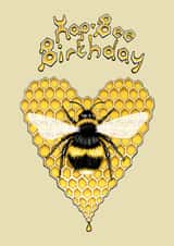 Bee Birthday Card. Honeycomb Love Heart. Bumble Bee. created by Wild Natured