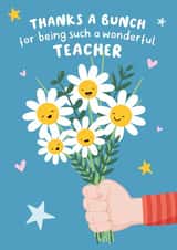Pretty Teacher Thank You Card - Teacher - Daisies - Thanks A Bunch For Being Such A Wonderful Teacher created by Macie Dot Doodles