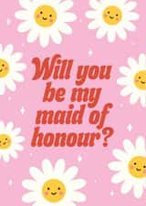 Maid of honour - daisy wedding proposal card created by Blush & Blossom