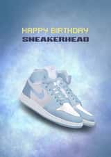 Retro Jordan 1 Blue Sneakerhead Birthday Card created by Alexandria Frances