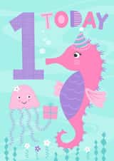 1st Birthday Card for girls, featuring an under the sea theme created by Tanya Laporte Designs