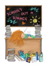 Funny thank you teacher card for the end of the school year. created by Peach Nut Studio