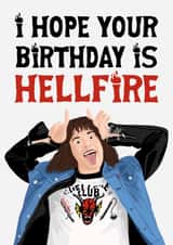 I Hope Your Birthday Is Hellfire Club Stranger Things Eddie Munson Netflix created by Pink Peach Cards