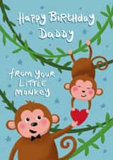 Happy Birthday Daddy - Cute Little Monkey Card - from the kids created by Tilly Bean Loves