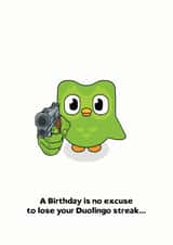 Duolingo Owl Birthday Card created by Sam Birch