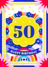 Fun 50th Birthday Card - Bright, Rainbow Happy 50th created by Creative Joy