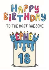 Cute 18th Birthday Card - For Nephew - Cake created by Schnauzer Scribbles