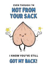 Funny Stepdad Father Figure Father's Day or Birthday Card - Even Though I'm Not From Your Sack, I know You've Still Got My Back created by Gobbygifts