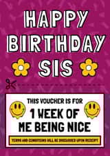 Funny Voucher Sister Birthday Card created by AbiGoLucky