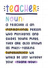 Teacher Definition Thank You Card created by Joanne Hawker