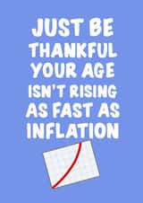 Inflation age birthday card created by Mark Wood Cartoonist