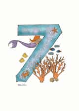 Happy 7th Birthday mermaid card created by Helen Leslie Illustrator