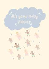 It’s raining babies! Baby shower card. created by Sherbet Lemons
