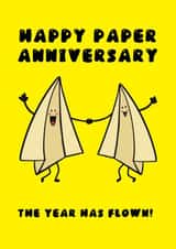 Funny First anniversary card with paper planes created by Pixie Drew