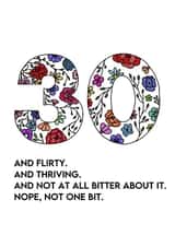 Floral 30 card with a humourous twist created by Zoë Nash