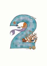 Happy 2nd Birthday illustrated mermaid card created by Helen Leslie Illustrator