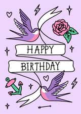 Arty Birthday Card - Tattoo - Ink created by Poppy Jane Prints