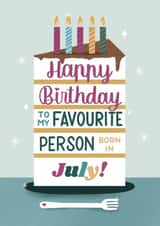 Pretty Birthday Card - July - Favourite Person - Cake created by Daksha Giri