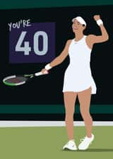 Tennis star Emma Raducanu themed 40th birthday card created by Quinton cards