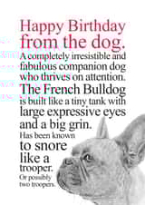 Funny Birthday Card From A French Bulldog created by Coulson Macleod