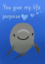 Blue Porpoise Pun Card - Anniversary - Friendship created by Ellie Aardvark
