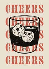 Cheers Tattoo Skulls in Drink Card created by Lavinia Roth