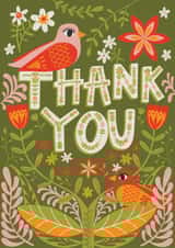 Folk Art birds Thank you Card created by Hollie McManus Illustration