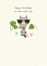 Cool cat birthday card created by iDrew Illustration