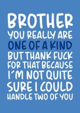 'Not Quite Sure I Could Handle Two of You' Cheeky Brother Birthday Card created by Brogan Thomas