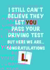 Passed driving test card created by Mark Wood Cartoonist