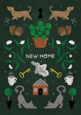 Traditional House Warming New Home Card - Garden Plants - New Home created by Art by Reebee