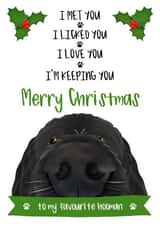 Merry Christmas Card from the Dog (Black) 1002 created by The Merry Giraffe