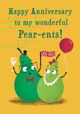Cute Pear Anniversary Card - Parents - Pears - Happy Anniversary To My Wonderful Pear-ents created by Hannah Jayne Lewin