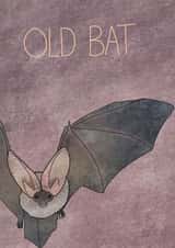 Old bat birthday card created by Shannon Flynn
