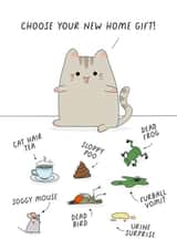 New home funny cat card created by Evie Garnett Designs