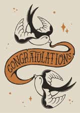 Traditional Tattoo Sparrows Congratulations created by Lavinia Roth