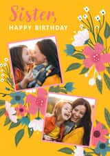 Personalised Birthday Photo Card created by Dalia Clark Design - Floral Sister - Photo Card