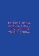 'By Some Small Miracle I ahve Rememeber Your Birthday' Funny Birthday Card created by Danielle Ellen