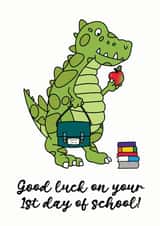 Dinosaur Good Luck 1st Day of School Card created by Little Foxglove