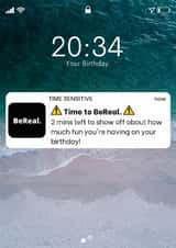 Phone Screen Birthday Card - BeReal Social Media notification created by Kiwi & Roff
