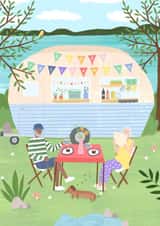 Happy Retirement Campervan Couple created by Charlotte  MacDonald