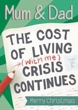 Funny Cost Of Living Christmas Card for Mum and Dad created by Presents Felt