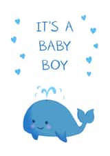 Baby Boy Blue Whale New Baby Card created by Coconut Island Cards