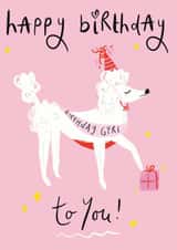 Cute Dog Birthday Card - Poodle Card - Birthday Girl - Pink Dog Birthday Card created by Lauren Barclay