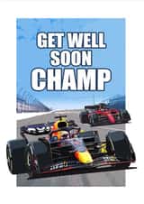 F1 GET WELL SOON Racing Car Greetings Card created by RetroMotion Artwork