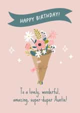 Super Auntie floral Birthday card created by Evie Garnett Designs