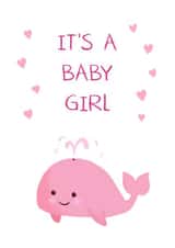New Baby Card - It's a Girl - Cute Pink Whale created by Coconut Island Cards
