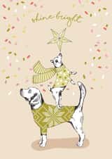 Balancing dogs Christmas card created by Dotty Dog Art