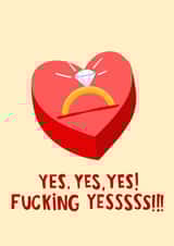 Yes, Yes, Yes. Love Heart Engagement Card created by Lucy Maggie Designs